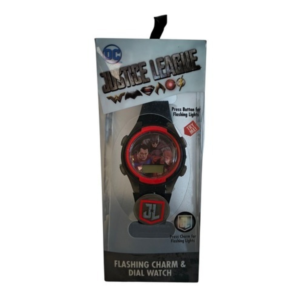 Accutime DC Comics Justice League LCD Flashing Charm & Dial Childrens Watch